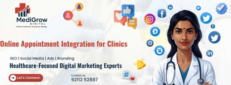Online appointment booking integration for clinics by MediGrow Digital to streamline patient scheduling